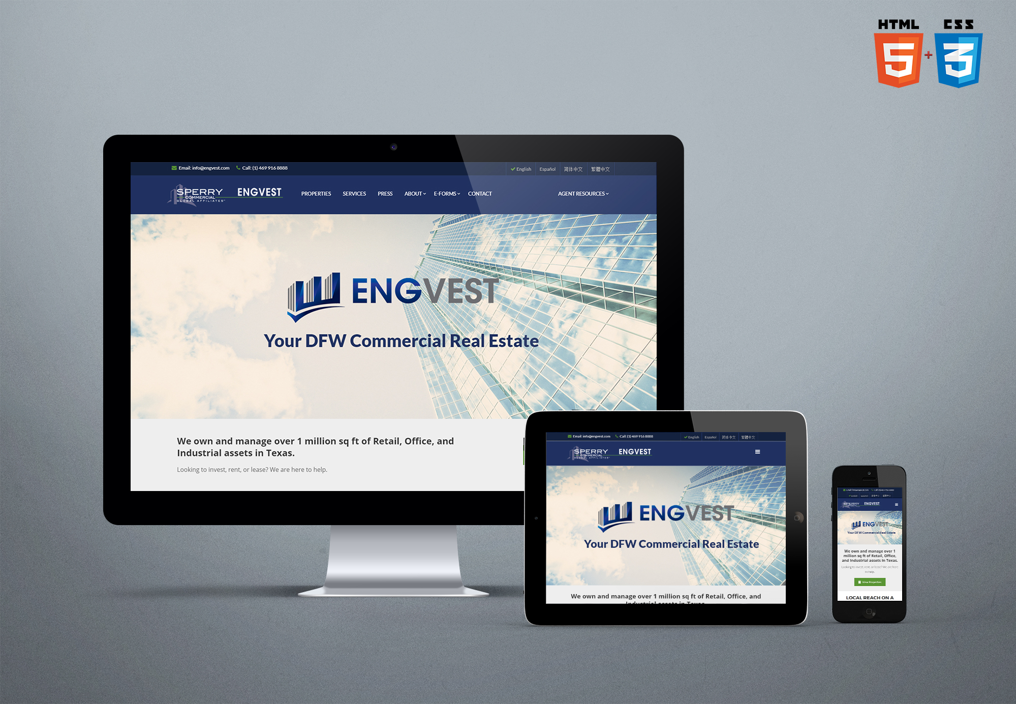 Engvest 1: Responsive and mobile-friendly webiste in four languages