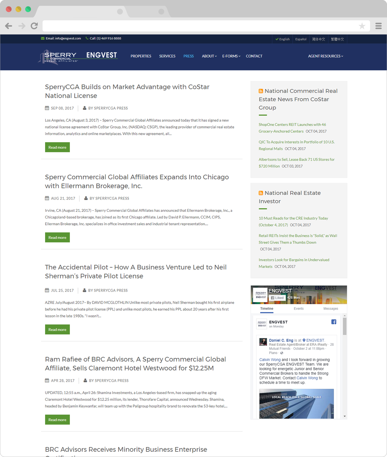 Engvest 3: Integration with Sperry CGA's press page to bring in the latest industy news